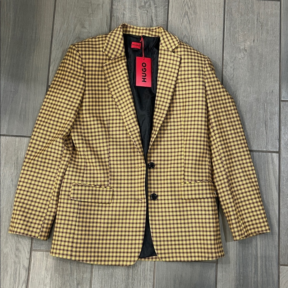 HUGO Women's Anatali Mini Check Blazer Size 2 - Picture 7 of 10